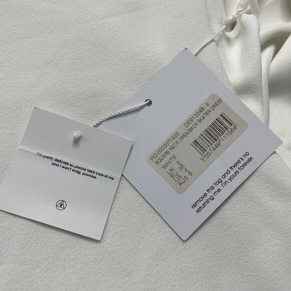 Missguided Dress Womens 4 Ivory Skater Short Mini Spaghetti Strap Sleeveless New - Picture 10 of 11